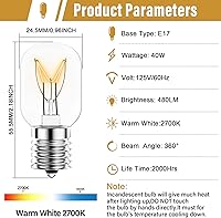 Vista 4 de Light Bulb Fits for Whirlpool Microwave Oven,Compatible with Whirlpool Maytag GE Amana Over The Range Hood Microwave,Dimmable 125V 40W E17