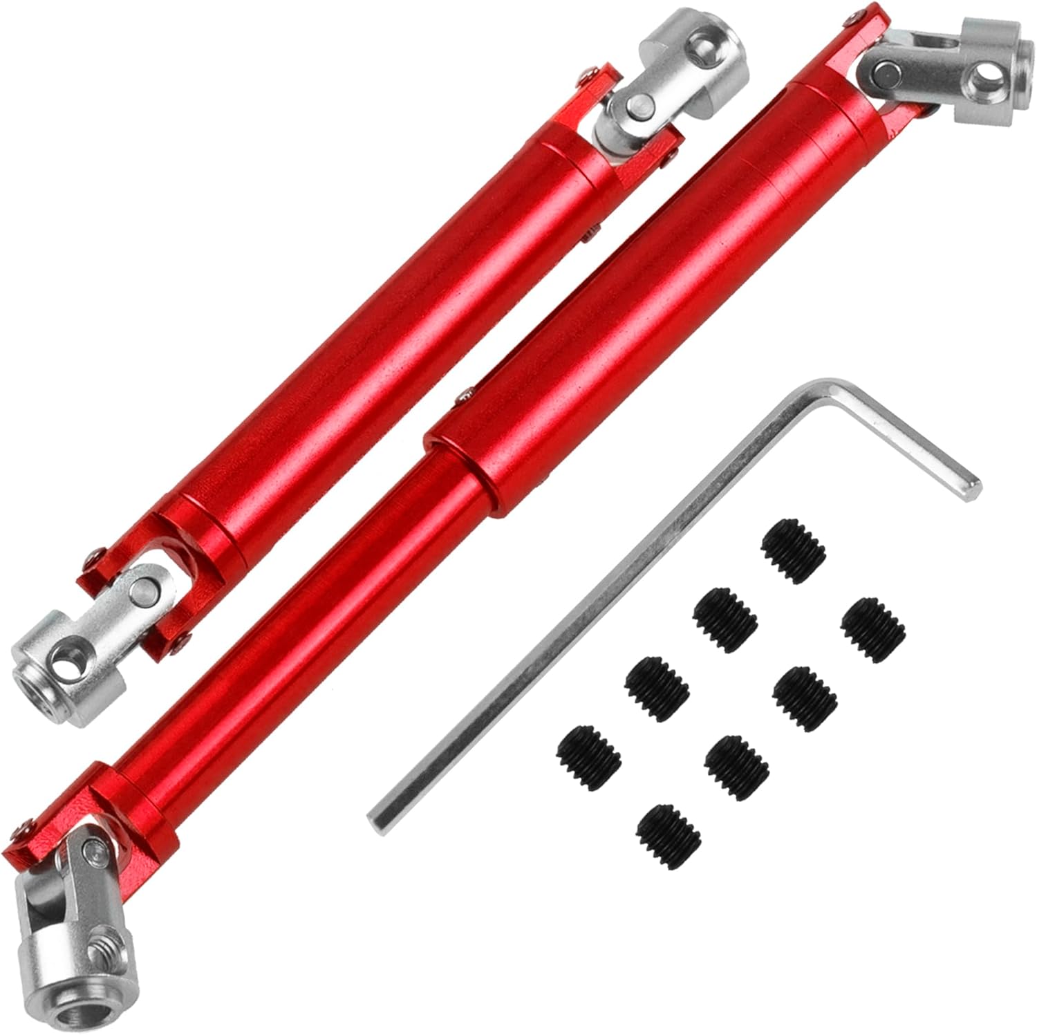 1Pair ShareGoo Aluminium Alloy RC Car Drive Shaft 103-148mm Universal Joint CVD DriveShaft Compatible with Axial SCX10 Tamiya CC01 D90 RC4WD TF2 HSP Redcat 1/10 RC Crawler (Red)