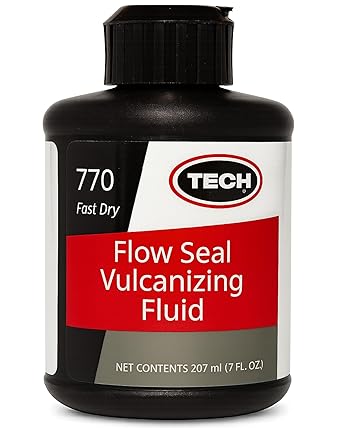 TECH Flow-Seal Vulcanizing Fluid - Permanent Bond for TECH Permacure & Flow-Seal Inserts, Fast-Drying Vulcanizing Cement, Seals Out Moisture & Contaminants - Ideal for Car, Truck, ATV and More - 7oz