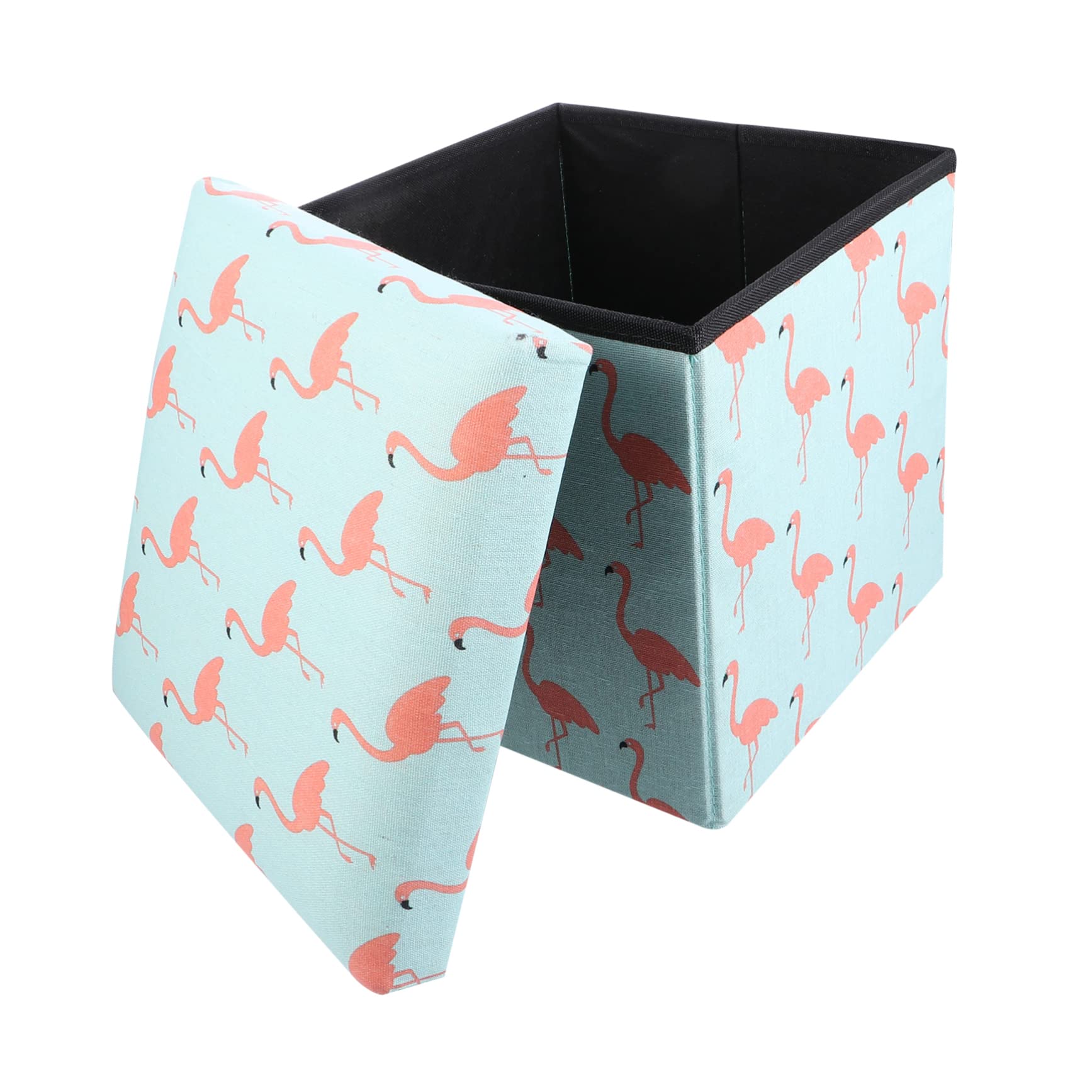 Pouf pliable de rangement robuste et léger avec assise motif flamant