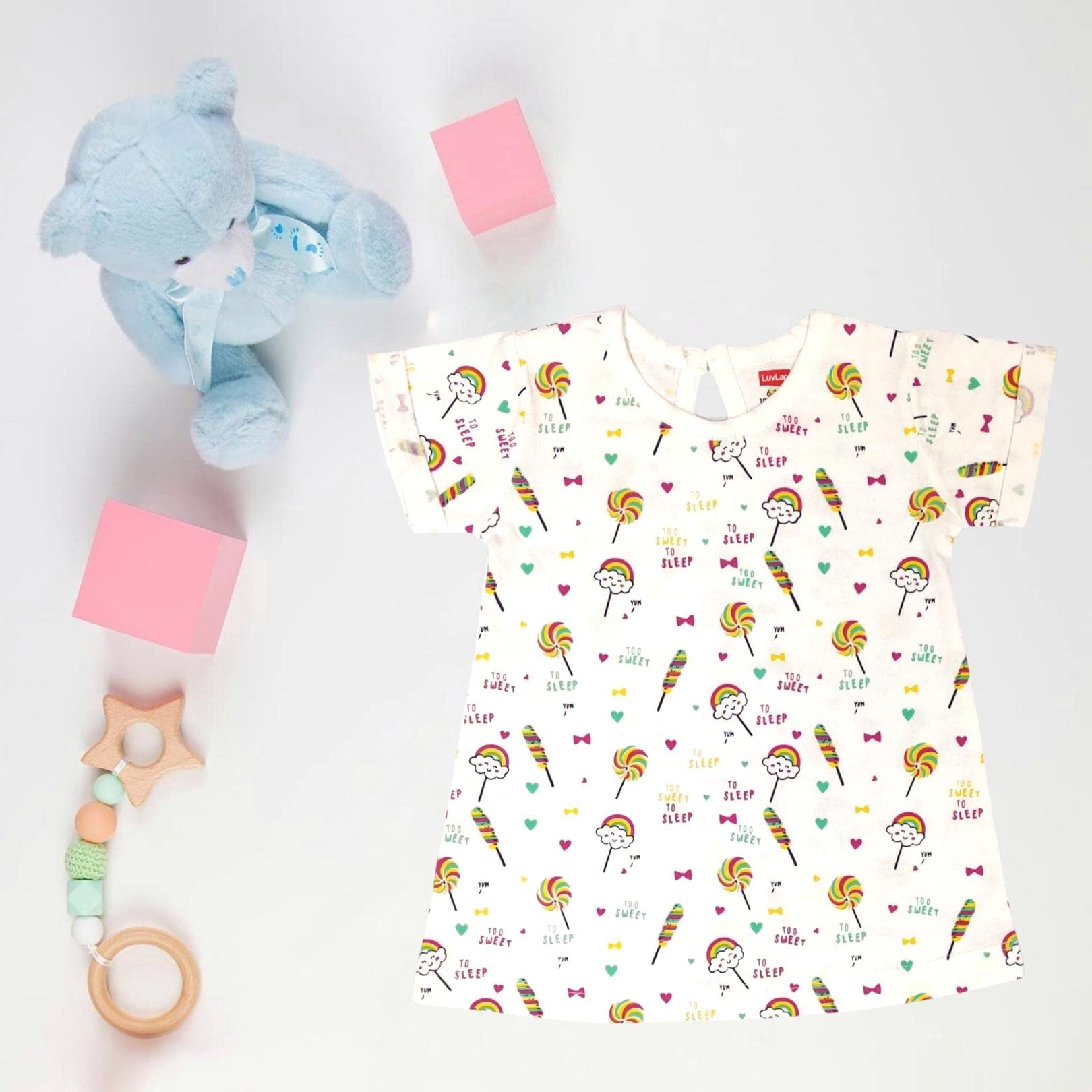 LuvLap Half Sleeve Frock, For Baby, Infants & Toddlers, Multicolour, 100% Cotton, Baby Girl Frock, Baby Girl Clothes, Kids Clothing, Pack Of 2 1