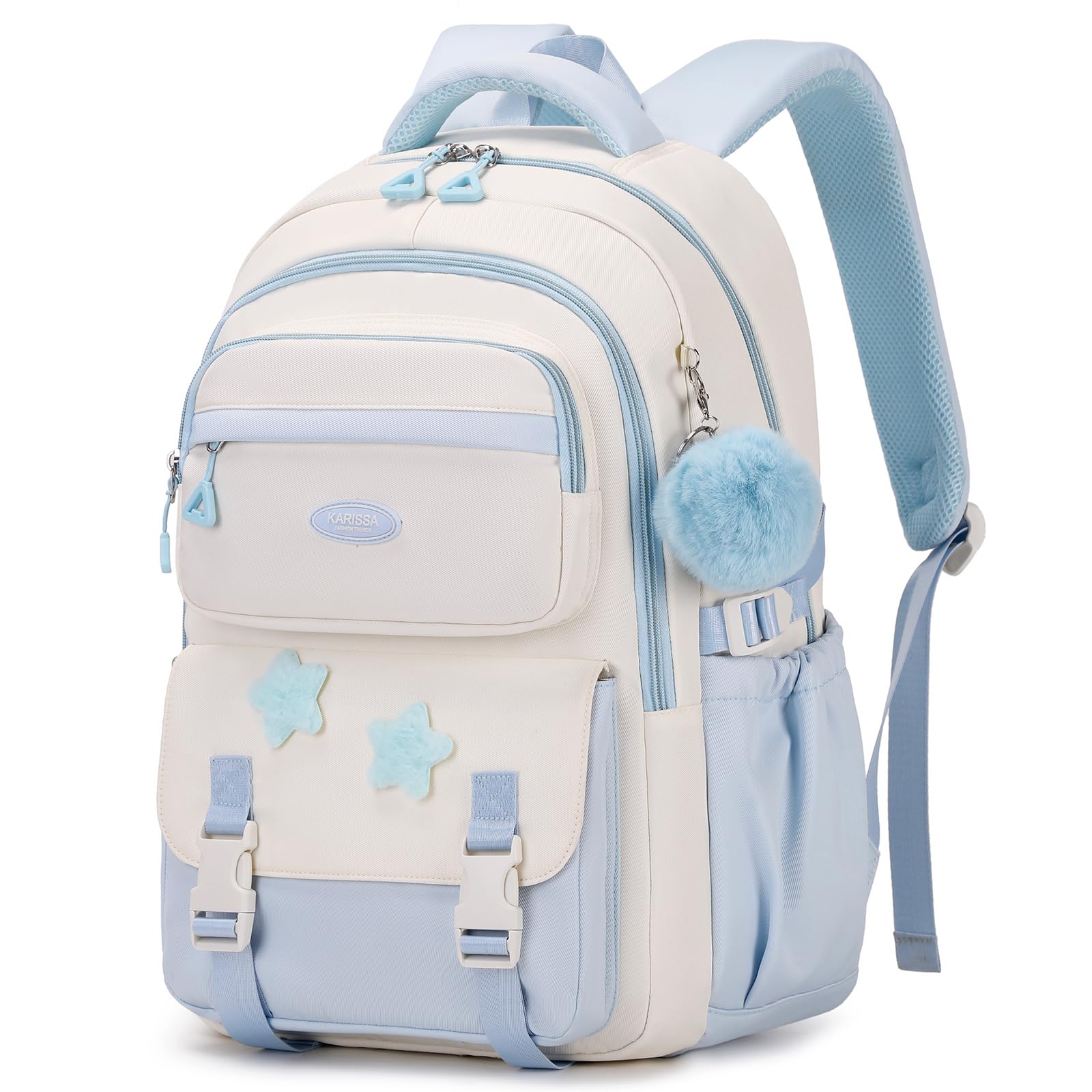Amythe Cartable Fille Primaire CE2 CM1 CM2, Convient aux Chariot, Bleu | Sac à Dos pour Enfant 9 à 16 Ans, Cartable Filles Collège, Kawaii Décontracté Grande Léger et Imperméable, Rentrée scolaire