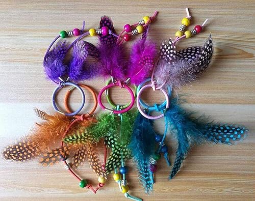 Miniatura 7 de Juego de 4 accesorios para el cabello de plumas hippie para mujer, bandas elásticas para el cabello, soportes para cola de caballo y tocado