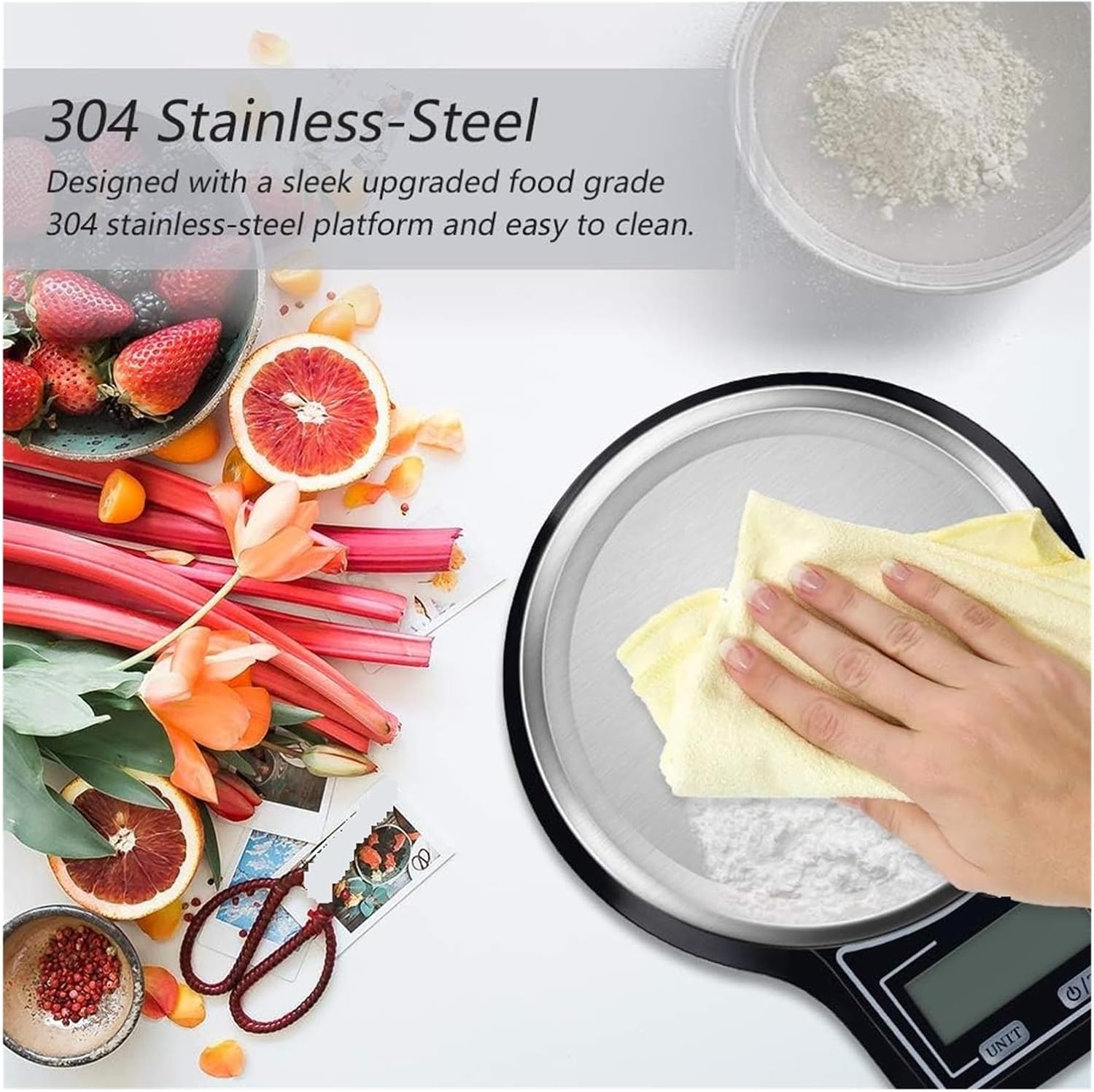 Kitchen Scale Food Scale Stainless Steel Electronic Digital Scale Measuring Tools and Weight(One Color 3Kg X 0.1g)