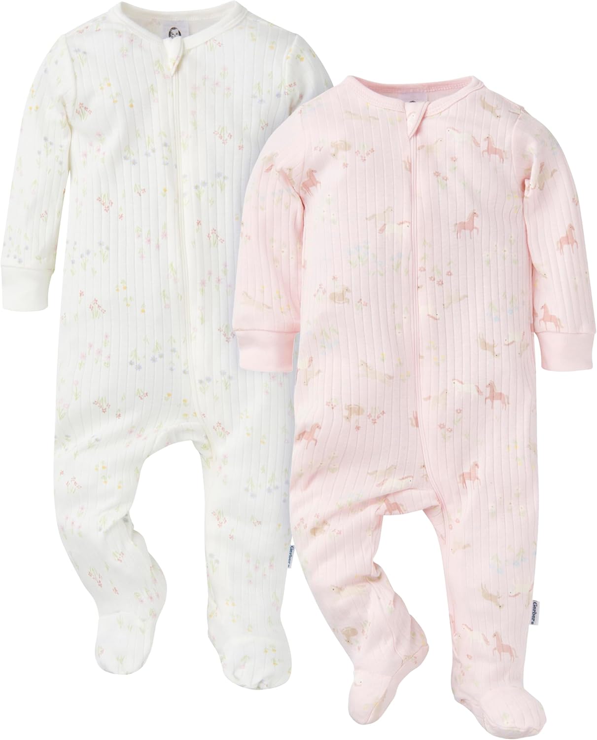 Gerber baby-girls Baby Unisex 2-pack 2-way Zip Textured Sleep 'N Play
