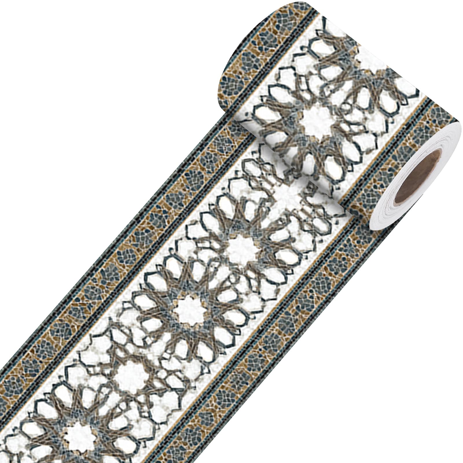 Nuxovilar Geometric Mosaic Peel Stick Wall Border PVC 3.94x16.4'