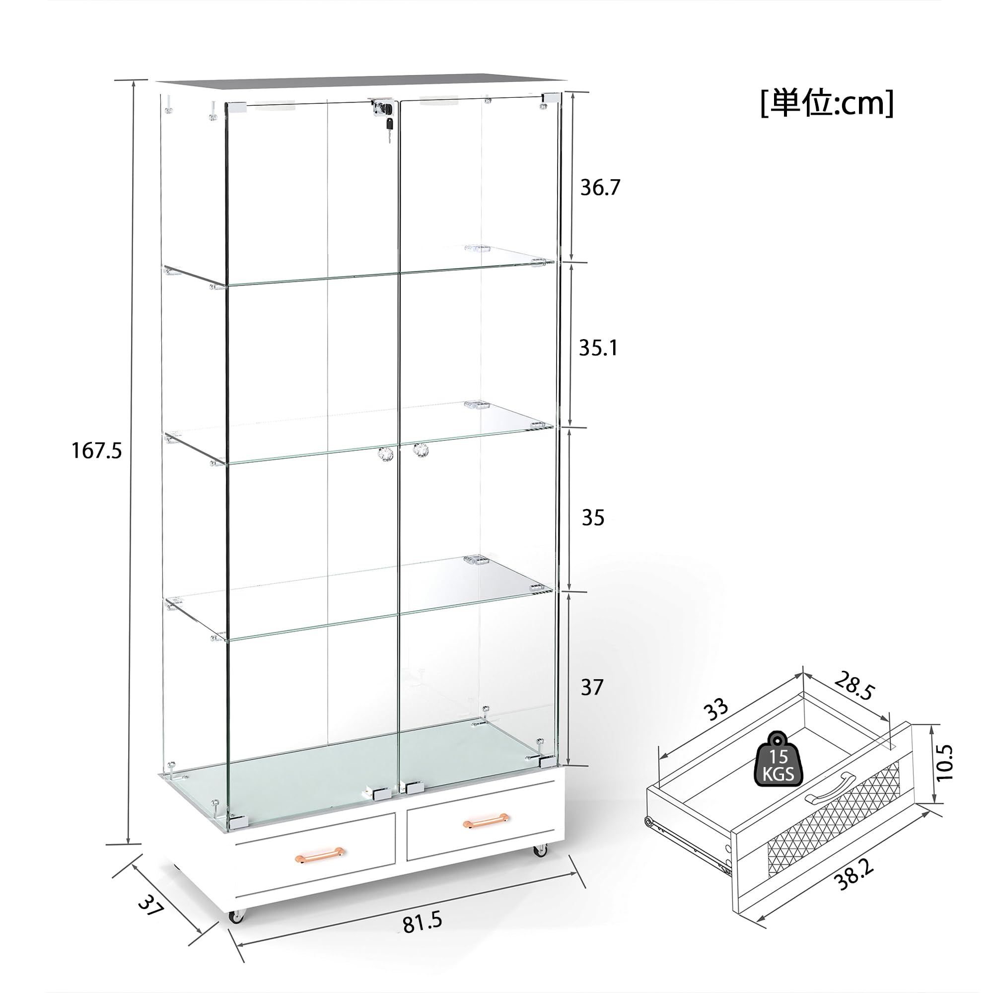 Amazon.co.jp: 森風ShinrinKaze ショーケース ガラスケース 4段【13