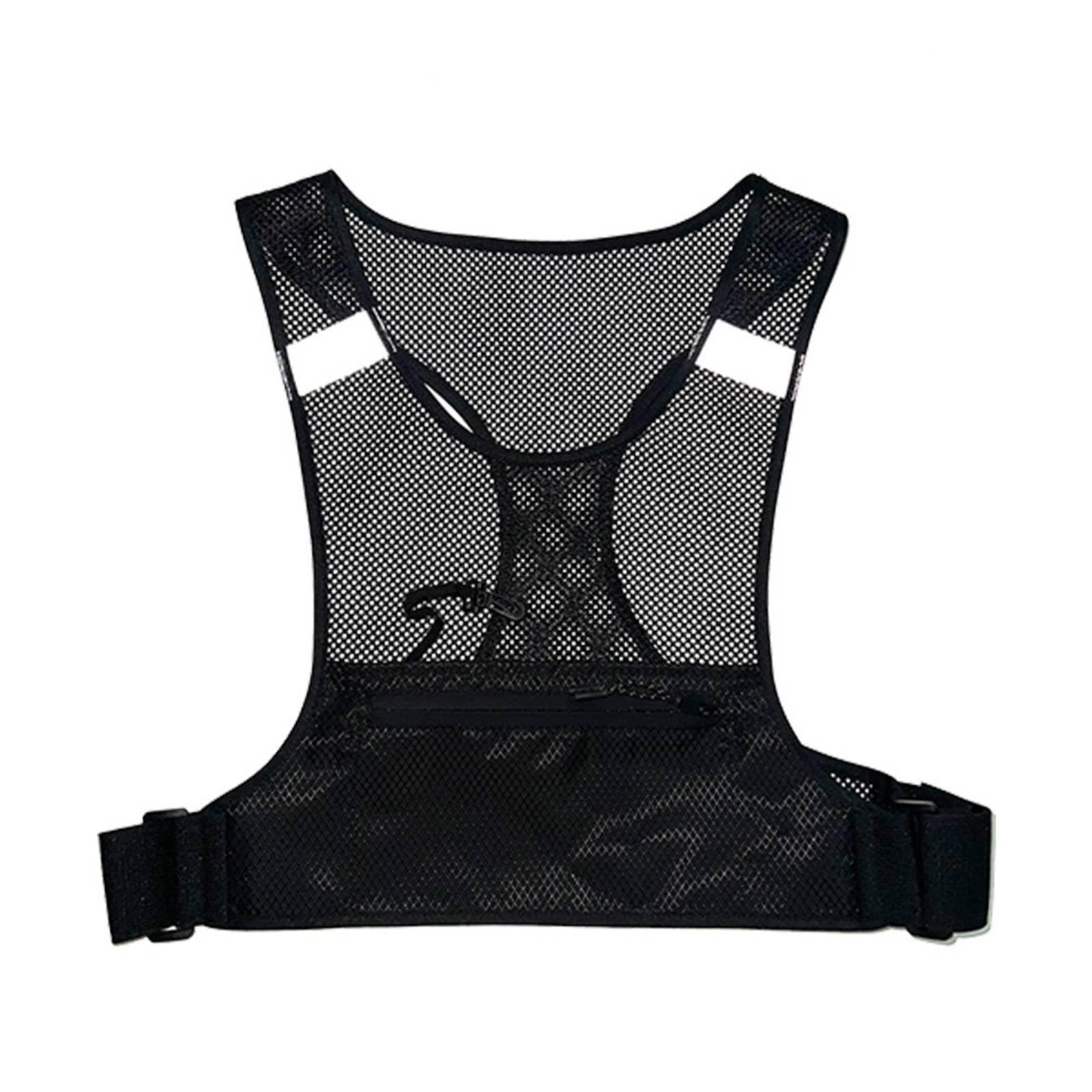 MYADDICTION Lightweight Reflective Running Vest Multi-Pocket Running Chest Pack Waterproof Hydration Vest Water-Resistant for Long-Distance Race, Outdoor Exercise, Cycling, Black-image-26