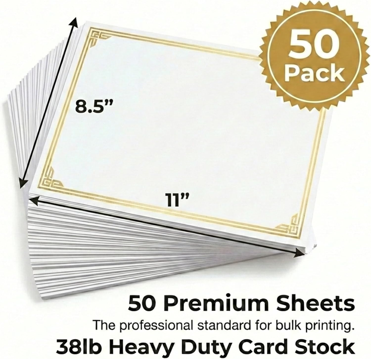 PaperDirect Majestic Specialty White Certificates, 50 Sheets 28lb White Paper, 8½" x 11", Embossed Gold Foil Accents, Perfect for Awards, Students, Employees, Volunteers, Course Completion, Diplomas