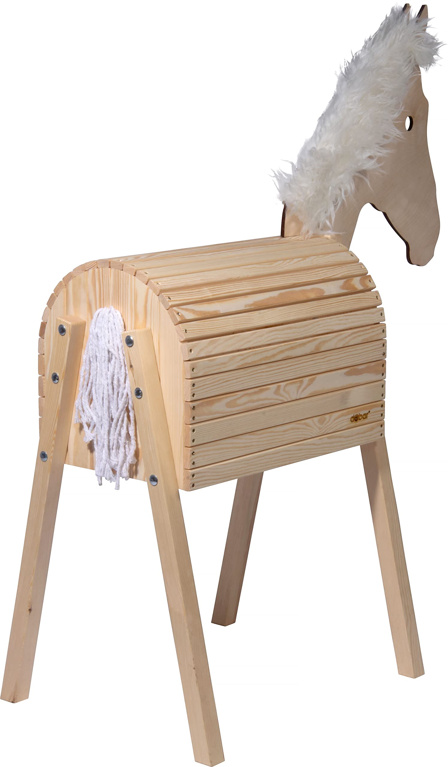 dobar® 94325FSCe duży drewniany koń Amadeus, z litego drewna, koń ogrodowy dla dzieci, konik do zabawy, 108 x 48 x 137 cm, kolor naturalny