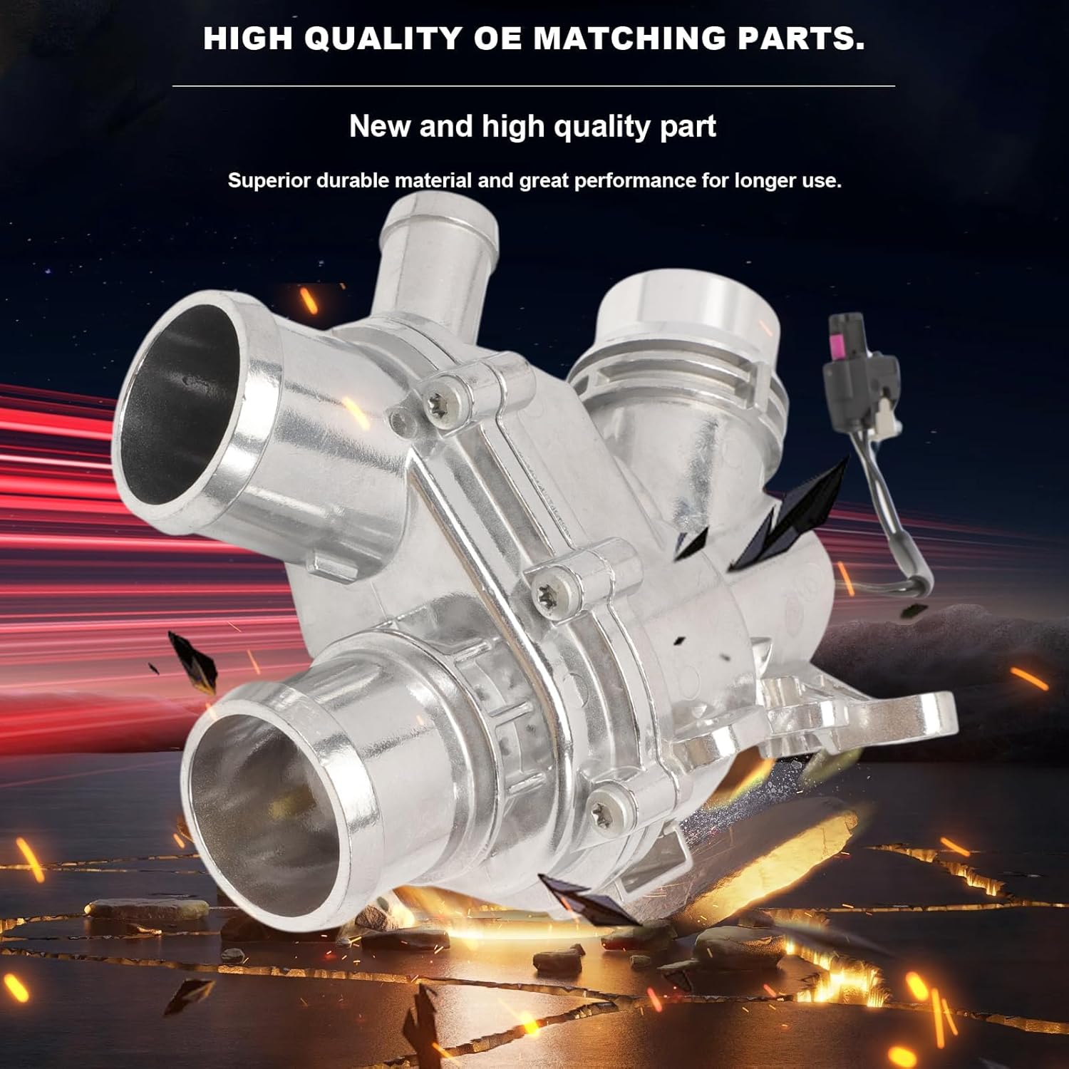 LR117568 Aluminum Thermostat Housing with Sensor Compatible with Land Rover LR4 2014-2016 Discovery 2017-2020 Thermostat 3.0L for Jaguar XF2013-2019 F-Type 2014-2020 Replece AJ813986 LR069809