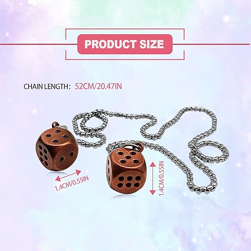 Miniatura 9 de Dados colgantes creativos con puntos, dados de metal, colgante de espejo retrovisor para automóvil, accesorios para decoración interior del