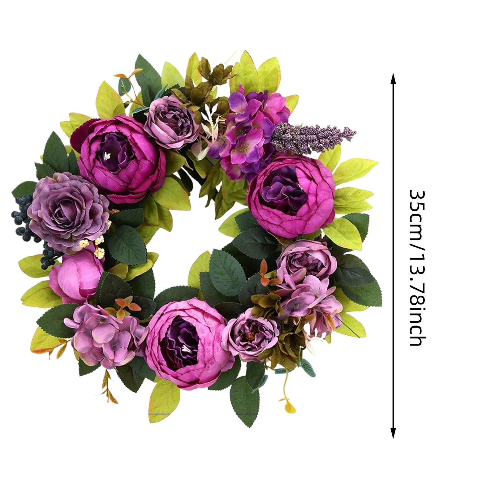 Puerta de entrada de primavera y verano, puerta floral con rosa de peonía, para todas las estaciones, para interiores y exteriores, casa de campo, porche, ventana de pared 062389