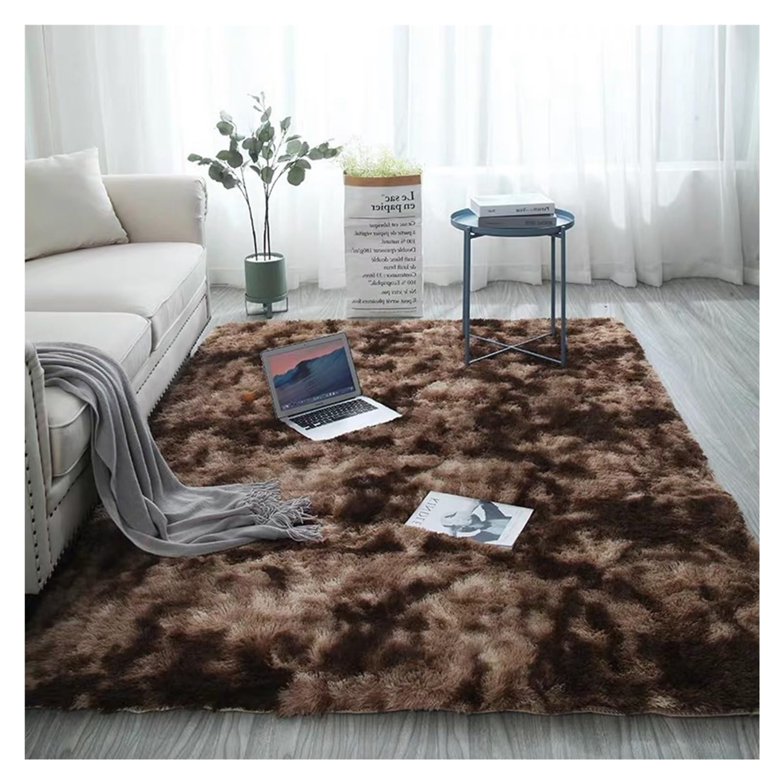 GOUSANG Rugs Living Room 280 x 310 cm Customizable Rug Small Apartment Luxurious Soft for Living Room Large Fluffy Non Slip Pad, Brown