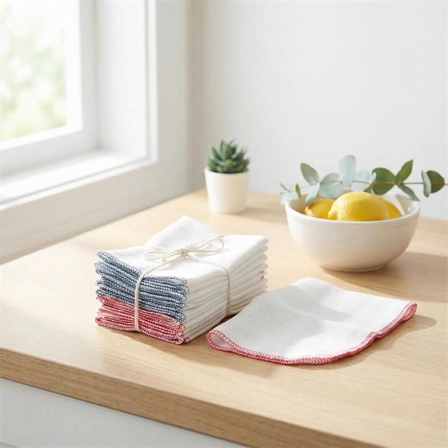 12 Pack 100% Cotton Kitchen Dishcloths, 16 x 16 Inches, Reusable Everyday Cleaning Cloths for Dishes, Kitchen and Household Use - Image 6