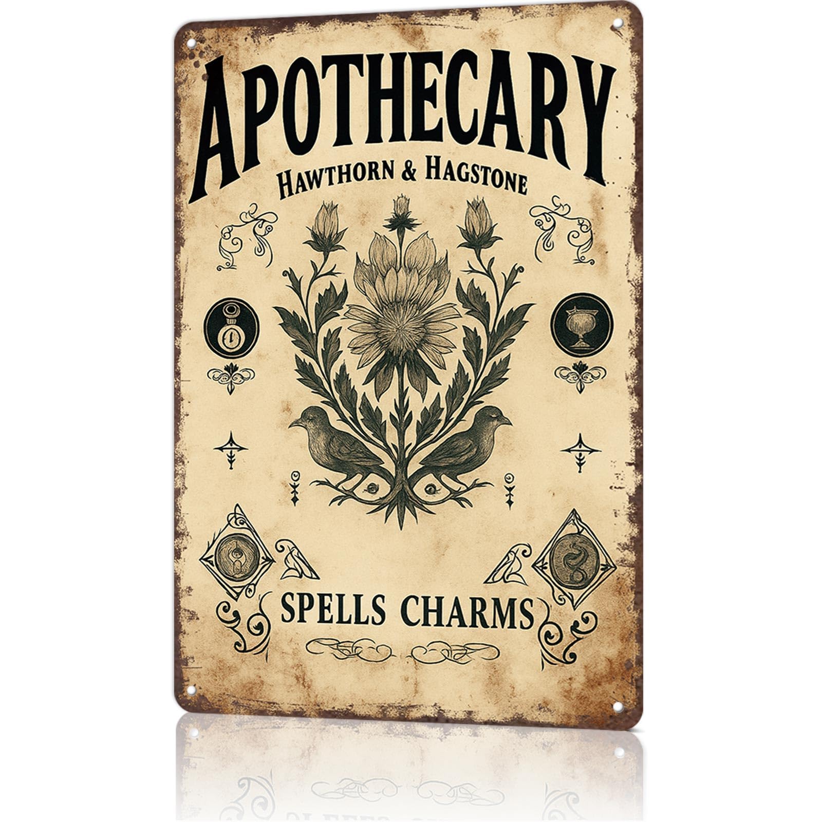 KWQDOZF Vintage Metal Tin Sign Vintage Apothecary Metal Tin Sign Posters Wall Art for Dorm Home Office Room Decor 8X12inch