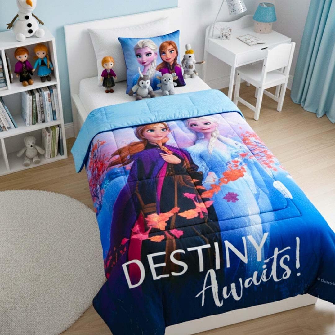 Athom Living Kids Comforter, Soft & Lightweight, Durable Bedding for Girls, Cozy & Vibrant Printed Bedspread, Machine Washable | 390 GSM, 135x220 cm (Elsa & Anna) 2