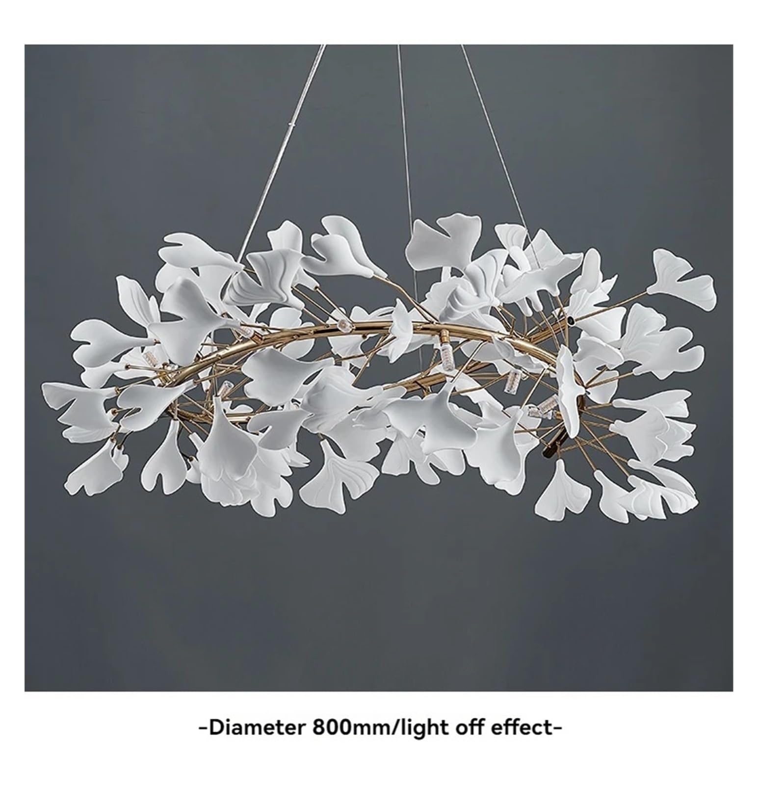 Lustre, Plafonnier suspendu rond en forme de feuille Ginkgo, design moderne, luminaire décoratif d'intérieur, idéal(White,ROUND 100CM_CERAMIC)