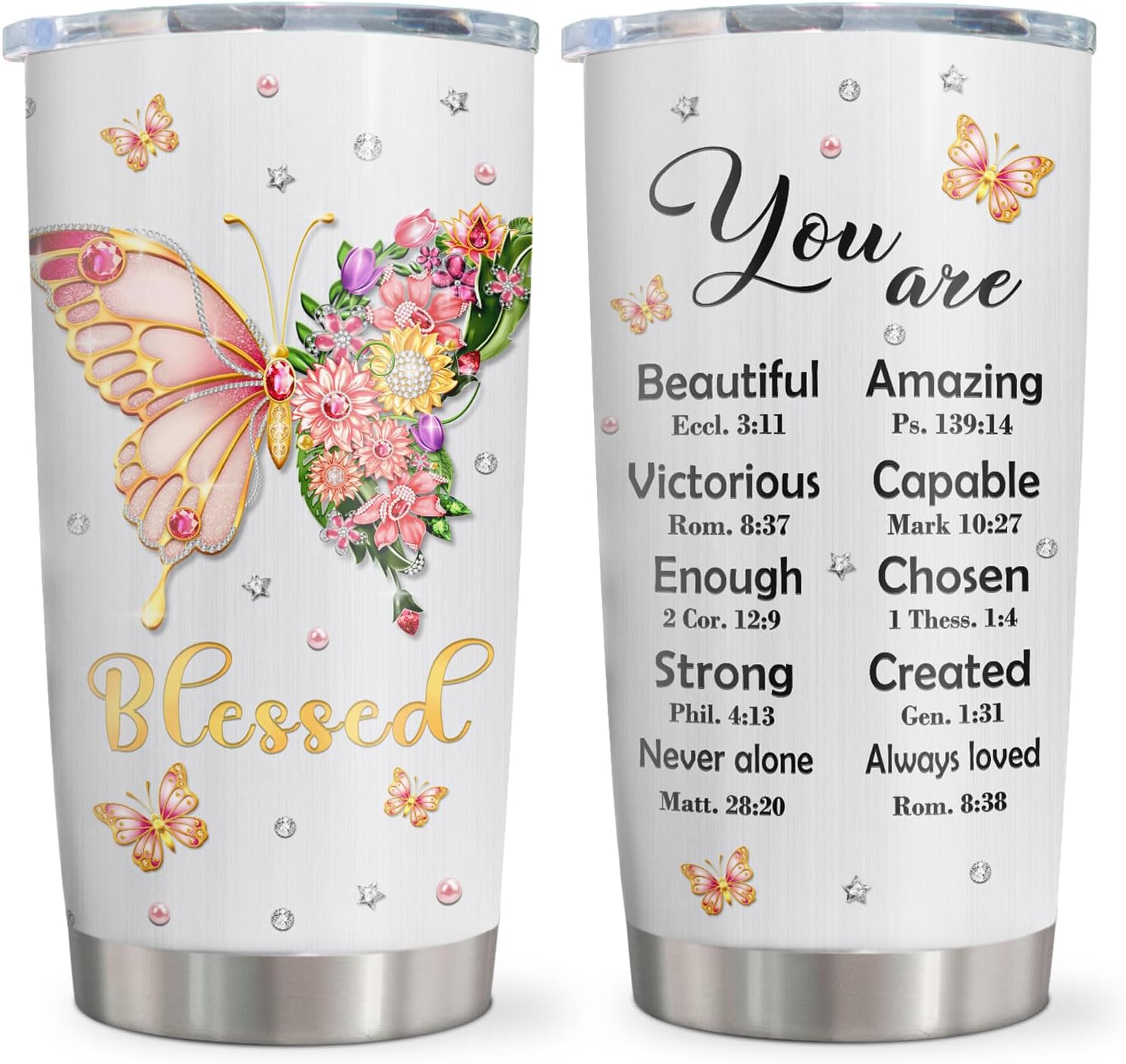Christian Gifts for Women Tumbler 20oz, Religious/Inspirational/Catholic/Spiritual/Birthday/Baptism Confirmation Gifts for Girl, Bible Verse/Scripture Present