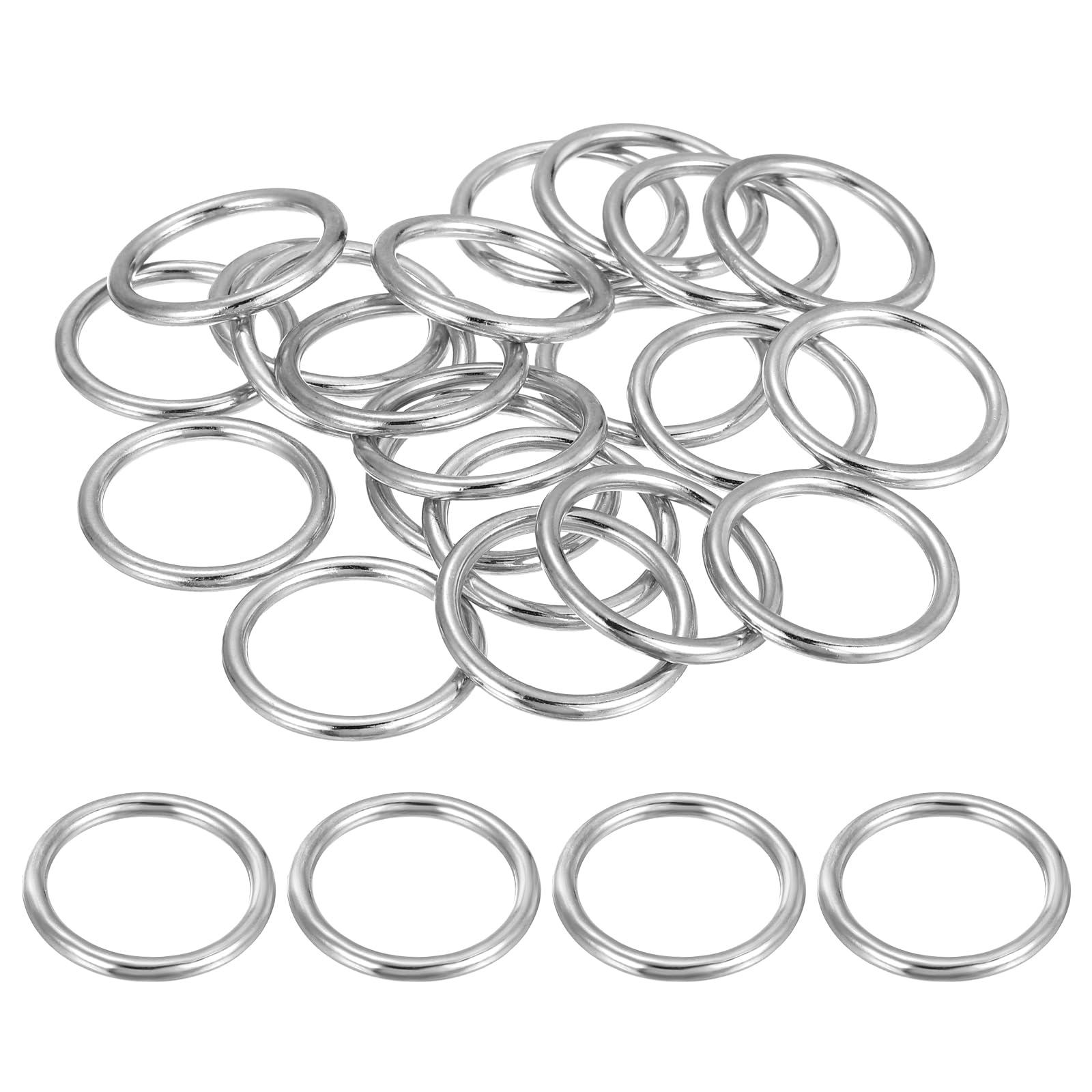 DEFANEX 25 Pcs Metal O Rings Multi-Purpose Round O-Ring Welded Buckle Loop Ring (22mm ID, 28mm OD, 3mm Wire D, Silver) for Bag Macrame Pet Leashes Belts Sewing. โ image 1