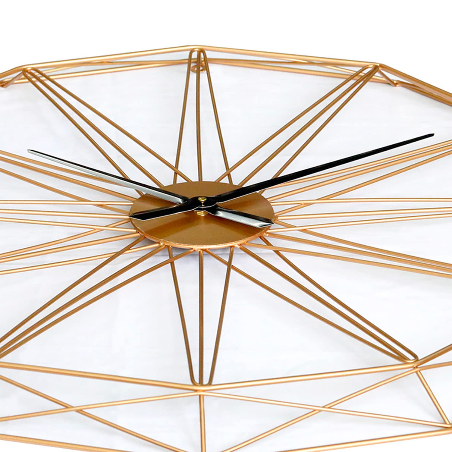 THINIA HOME - Reloj de Pared Moderno Dorado Ø80cm, Aluminio/Metal, Hogar, Oficina y Despacho, Movimiento Agujas Continuo, Extra Silencioso, Diseño Geométrico, Estilo Moderno, Color Dorado
