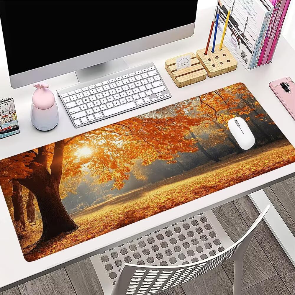 Alfombrilla de Mouse para Juegos, Giallo, XXL, Antideslizante, Impermeable, Diseño de Albero, Extendido, Grande, 1400x600x3mm, para PC, Laptop, Ufficio, Famiglia d-625