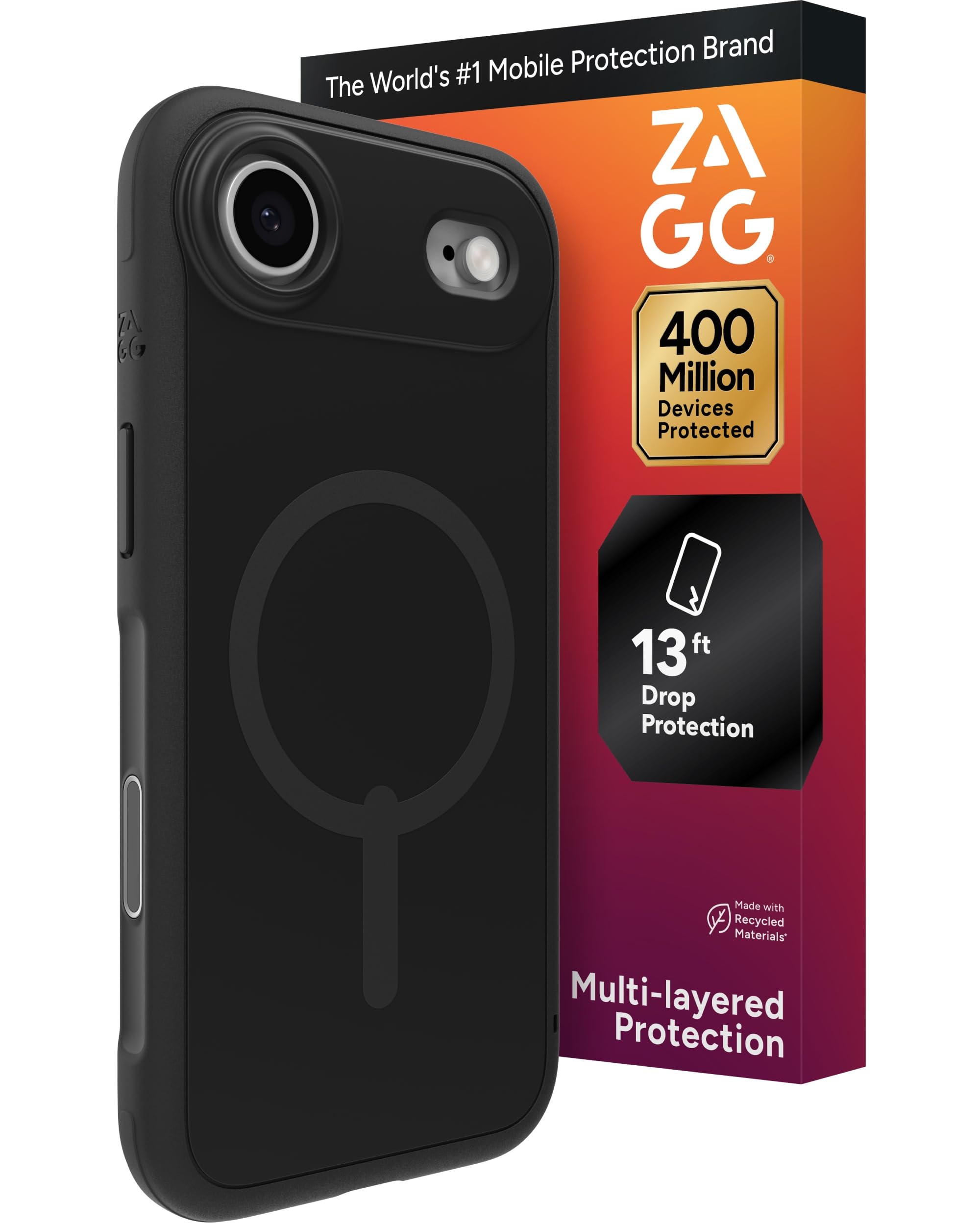 ZAGG Sedona Snap Case for iPhone Air - Flood Black, Drop Protection (13ft/4m), Graphene-Reinforced Multi-Layer Protection, MagSafe Phone Case with Impact-Absorbing Bumpers, Slim &amp; Lightweight