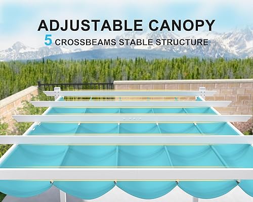 Miniatura 2 de PURPLE LEAF Pérgola retráctil para exteriores de 10 x 12 pies con toldo para patio, refugio de metal blanco para jardín, porche, patio, barbacoa,