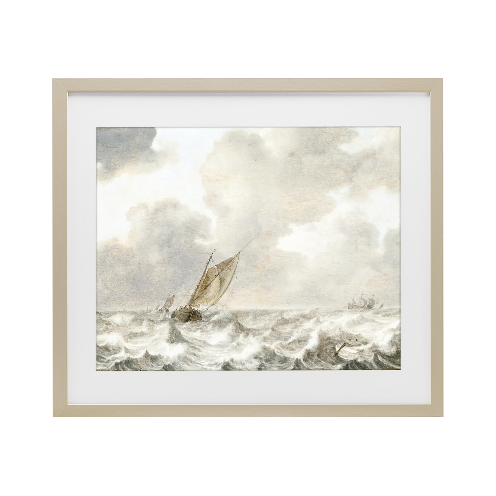 Stupell Industries Harvest Pine (Textured) Stormy Seas Nautical Coastal, 17 X 21 Inch Framed Print Under Glass