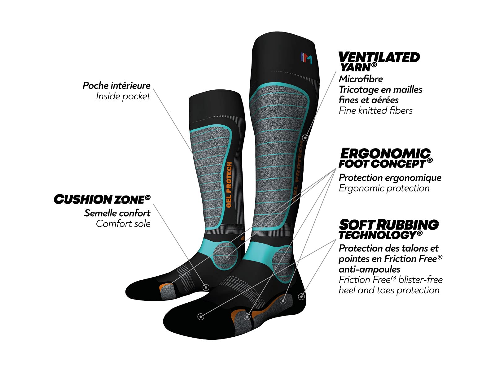 MONNET Unisex Gelprotech Chaussettes Seules Socken
