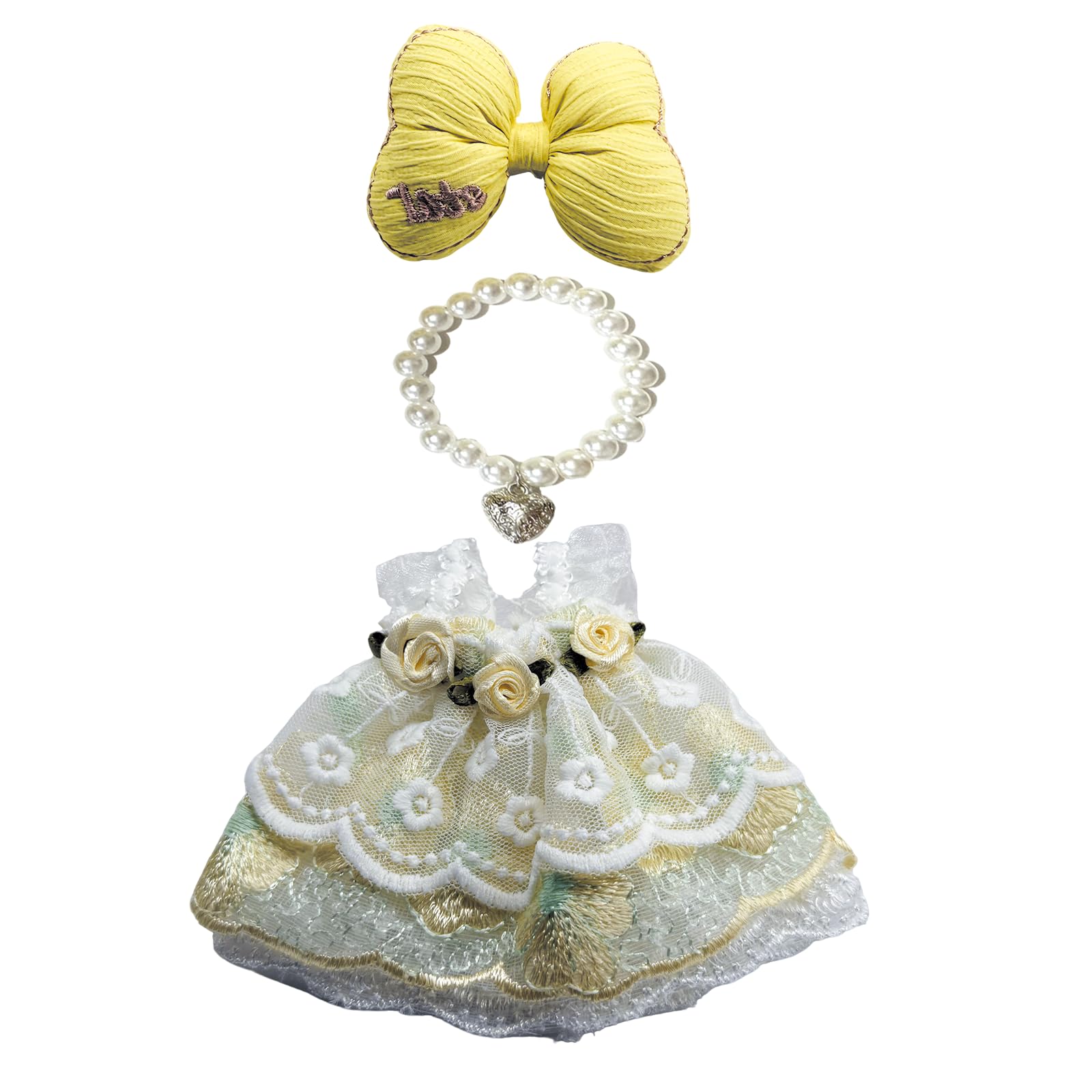 17cm Doll Clothes Set & Outfit Set for 17cm Dolls — Premium Fashion Dresses with Accessories, Luxury Chic Doll Clothing & Style Bundle (Pearl Yellow)