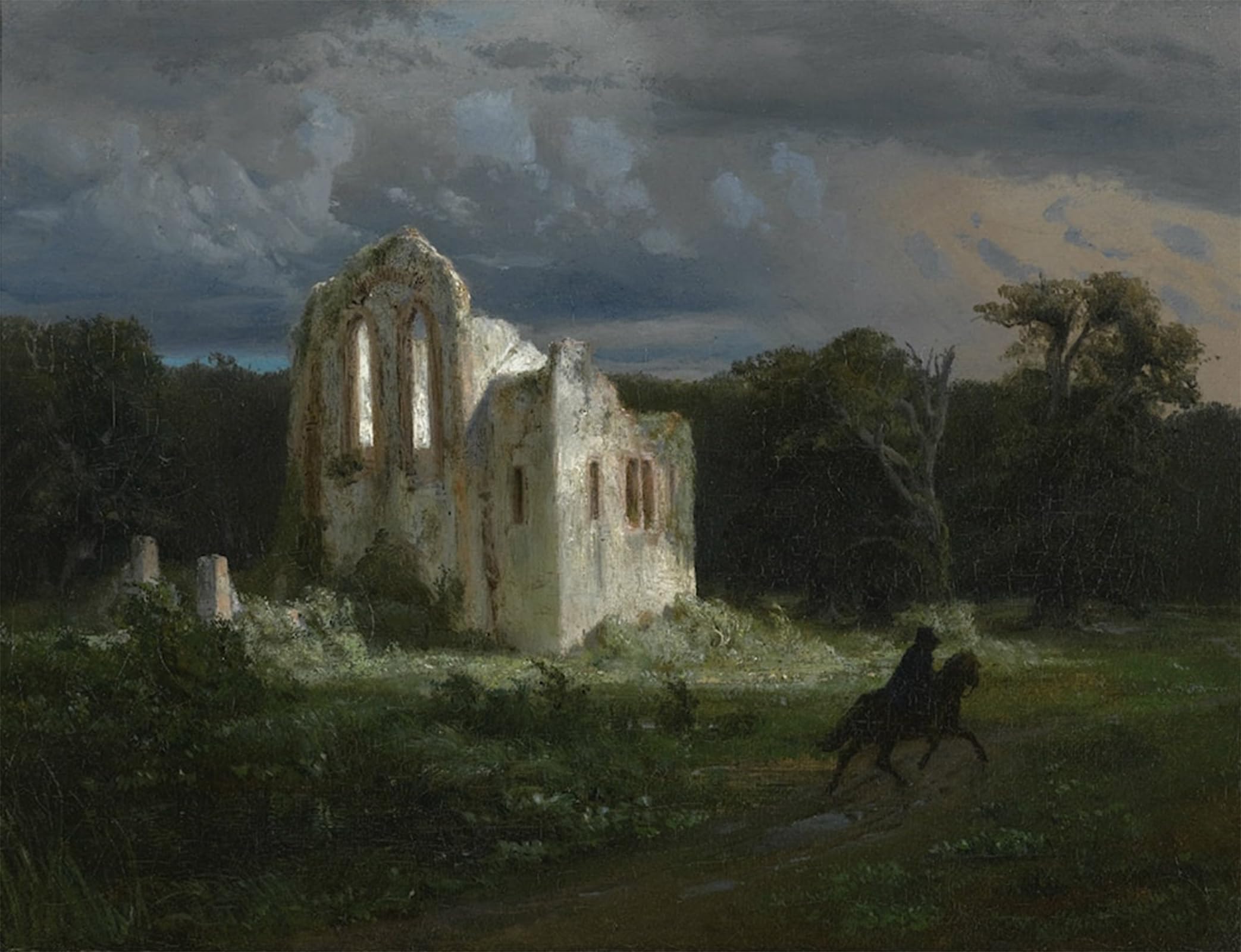 POSTERIIk Famous Animal Posters Vintage Picture Mondscheinlandschaft Mit Ruine by Arnold Bocklin Modern Wall Decor for Home Decor 60x90cm