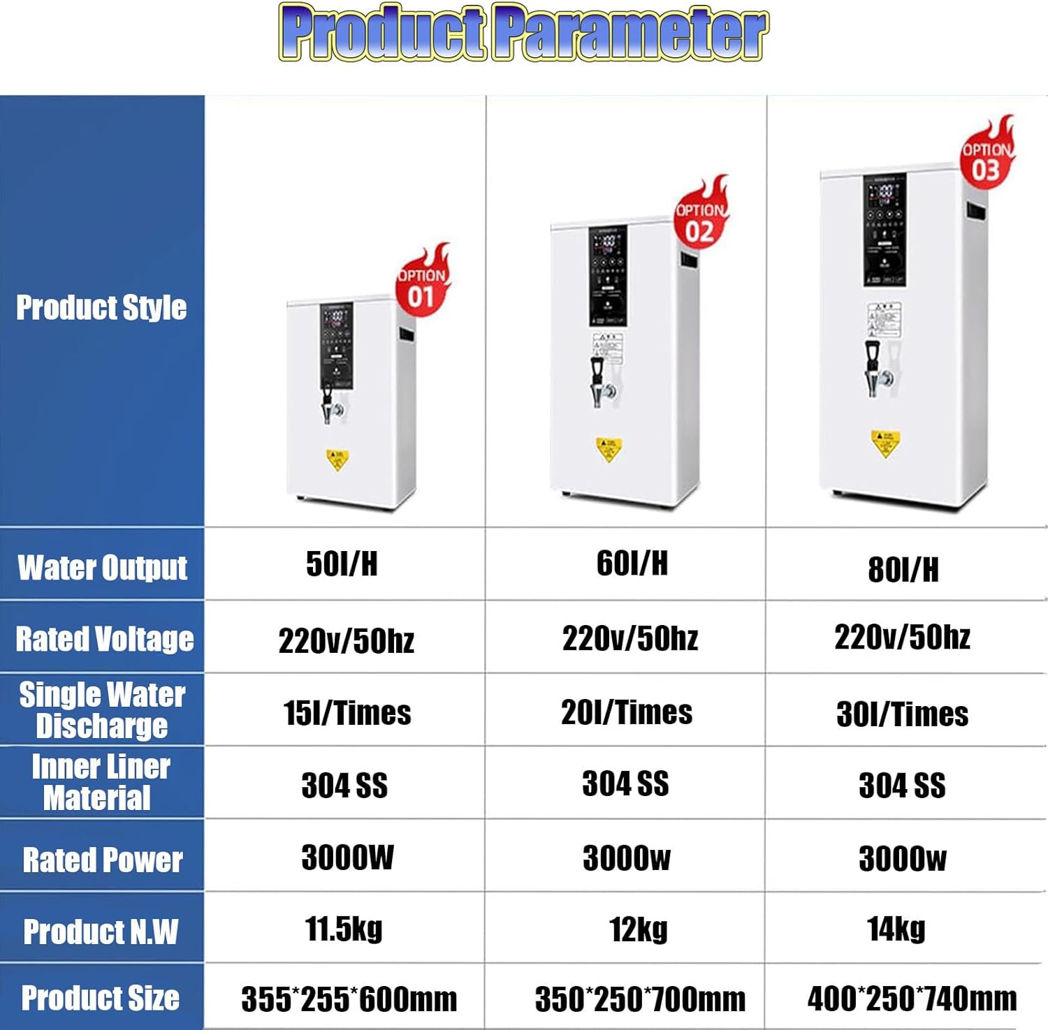 Hot Water Dispenser with Filter and LCD Display, Automatic Boiler for Commercial Use, Wall-Mounted Design,White-50L