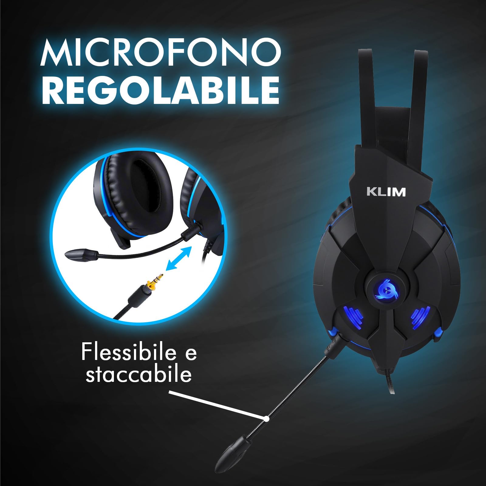 KLIM IMPACT V2 Cuffie Gaming USB con Microfono - Gamer Headset - Suono Surround 7.1 + Cuffie PS5 con Isolamento del Rumore - Audio ad Alta Definizione + Per PC PS4 PS5 + Nuova versione