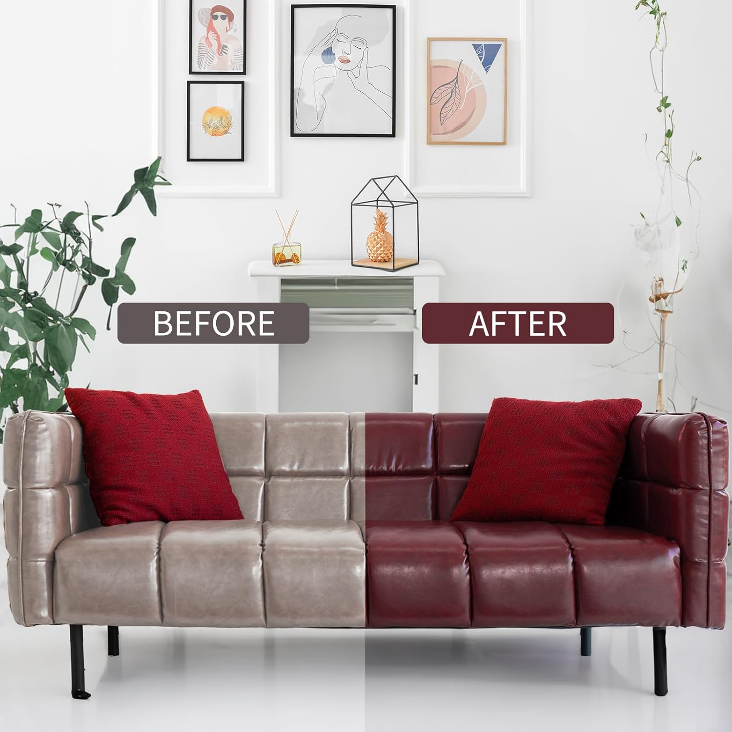 Leather Recoloring Balm - Maroon Leather Repair Kit for Furniture, Dye, Recolor, Renew, Repair & Restore Aged, Faded, Cracked, Peeling and Scuffed, Car Care - Image 6