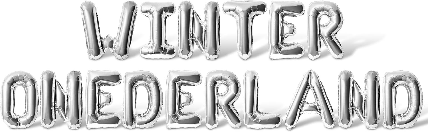 Letter Balloons - WINTER ONEDERLAND 16" Inch Alphabet Letters Foil Mylar Balloon 1st Birthday Party Banner (Rose Gold)