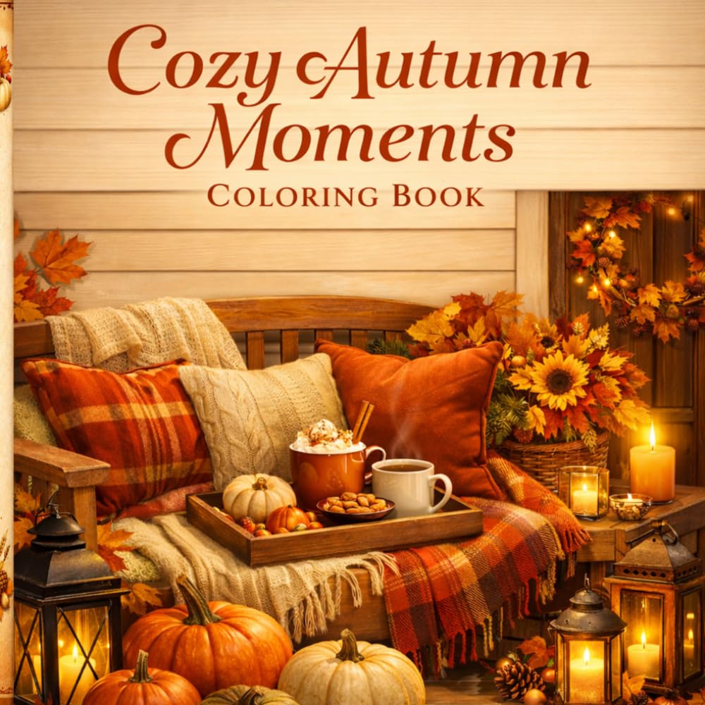 Cozy Autumn Moments Coloring Book: Bold and Easy Pumpkins, Warm Drinks, Leafy Porches, Soft Blankets and Peaceful Fall Scenes for Relaxation and Stress Relief (Cozy Line Studio Collection)