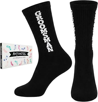 Mens Groomsmen Socks, Crew Wedding Gifts,Best Men,Size US 6-12