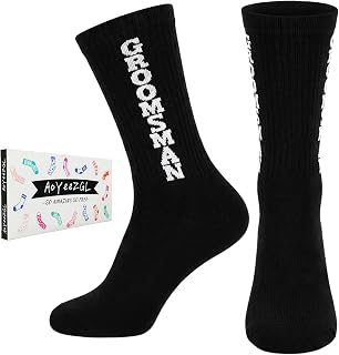 Mens Groomsmen Socks, Crew Wedding Gifts,Best Men,Size US 6-12 | 90% cotton and 10% spandex,Groomsmen Dress Socks,Black Crew Socks for Wedding Suits,Formal Occasions and Groomsmen Gifts