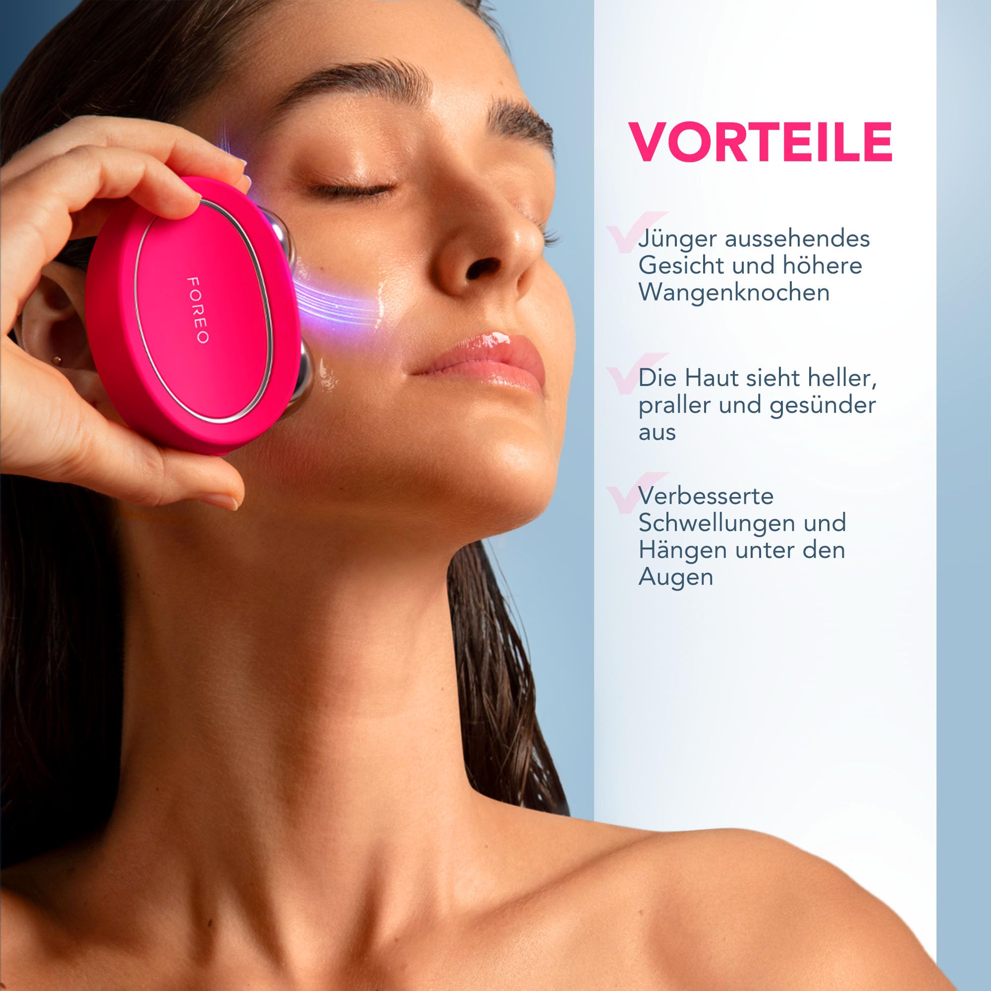 FOREO Total Facelift Set - BEAR 2 Fuchsia Mikrostrom-Gesichtsmassagegerät + SUPERCHARGED SERUM 2.0 30 ml + SUPERCHARGED HA+PGA Intensive Feuchtigkeitspflege mit 3X Wirkung 50 ml - Anti-Aging