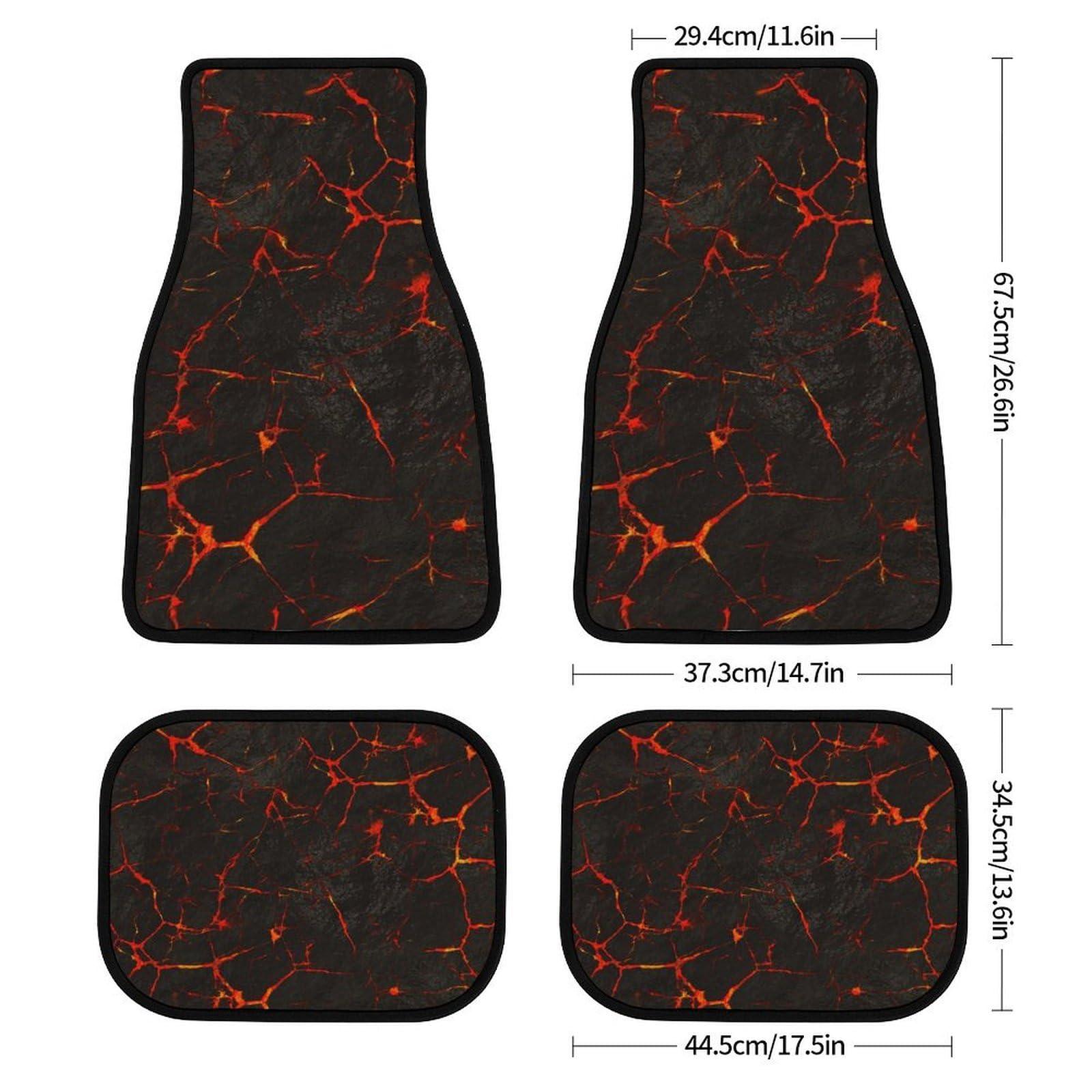 Autoteppiche 4er Set, Volcanic Lava Crack Auto Fußmatten Universal Fußmatten für Auto SUV LKW