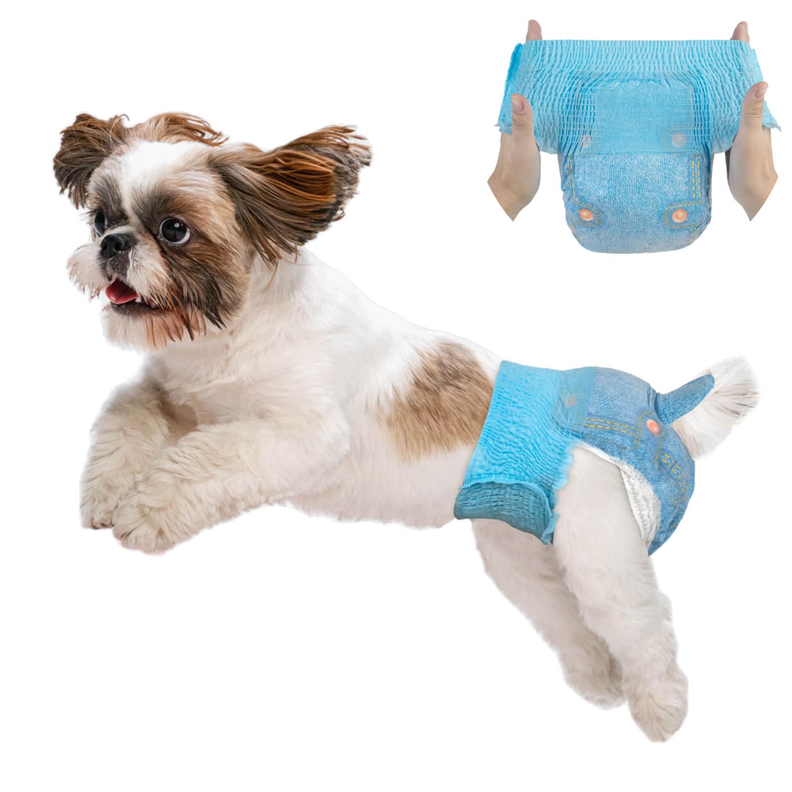 DonoFemale Dog Diapers – Disposable Stretchy Waist Full Wraps for Dogs in Heat, 360° Leak-Proof and Super Absorbent – Available in 10-60 PCS for Small, Medium, and Large Dogs