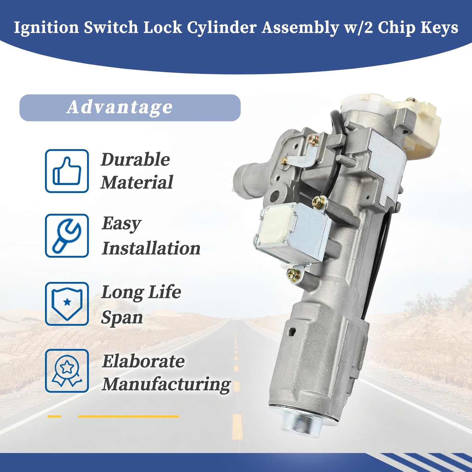 69057-0E010 Ignition Switch Lock Cylinder Assembly w/2 Chip Keys Compatible with Lexus RX330 2004-2006/RX350 2007-2009/RX400h 2006-2008 3.3L V6 | Replace 45020-48-2 |Ignition Lock Housing