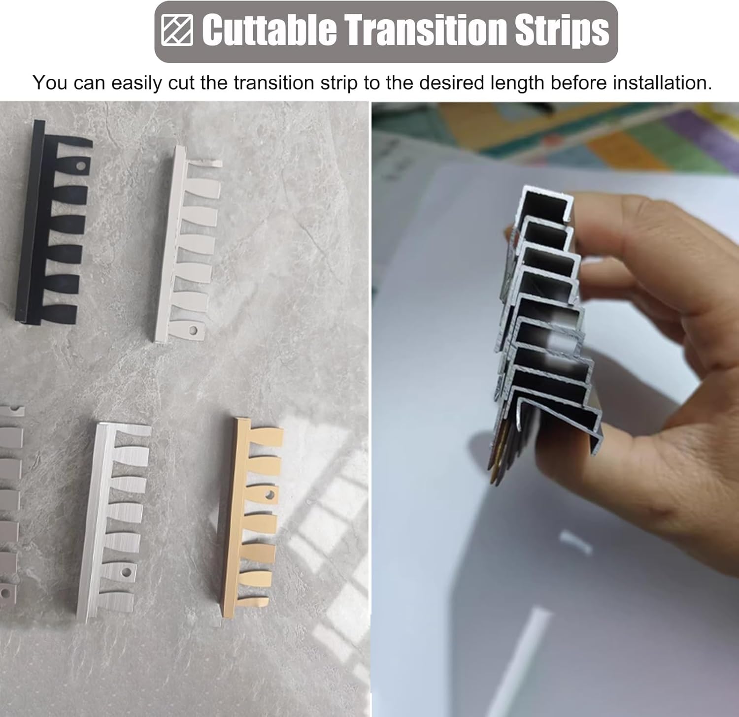 Door Threshold, Floor Transition Strip Teeth Shape Thresholds Edging Trim, Aluminum Alloy Seam Bars Cover,2.7m Gap Bar