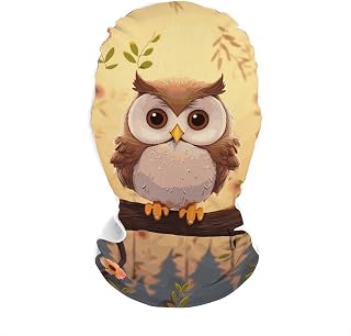 Cute Owl Balaclava Ski Mask, Cooling Face Cover White | UV Protection Scarf for Women Men, Windproof Neck Gaiter for Cycling, Full Face Head Masks, Breathable Face Mask