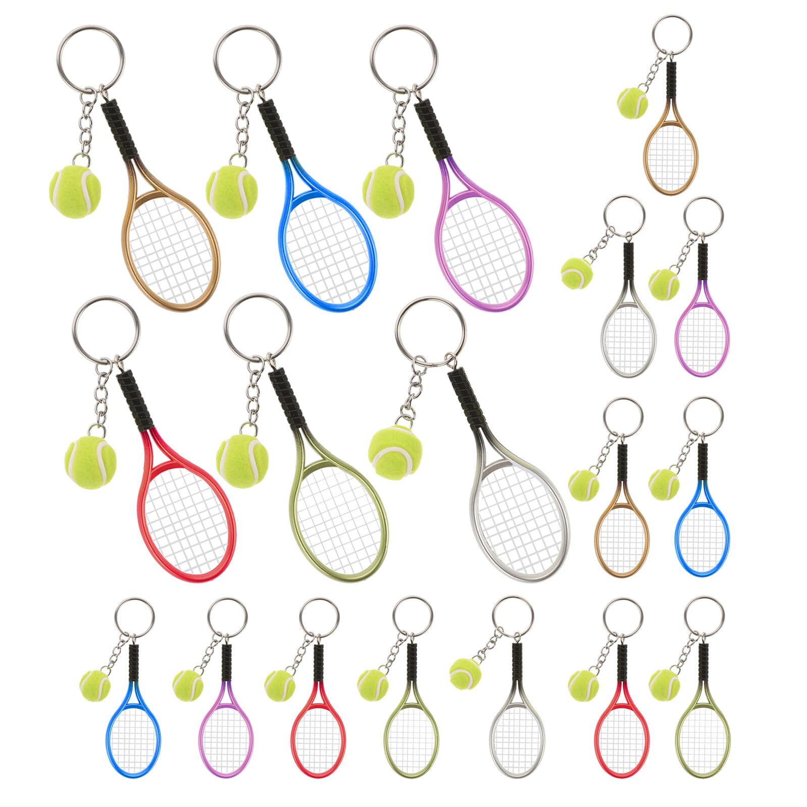 18 piezas Llavero Raqueta Tenis Colores Vibrantes Compacto para Llaves y Mochilas Diseño Distintivo y Ligero Regalo para Amantes del Tenis