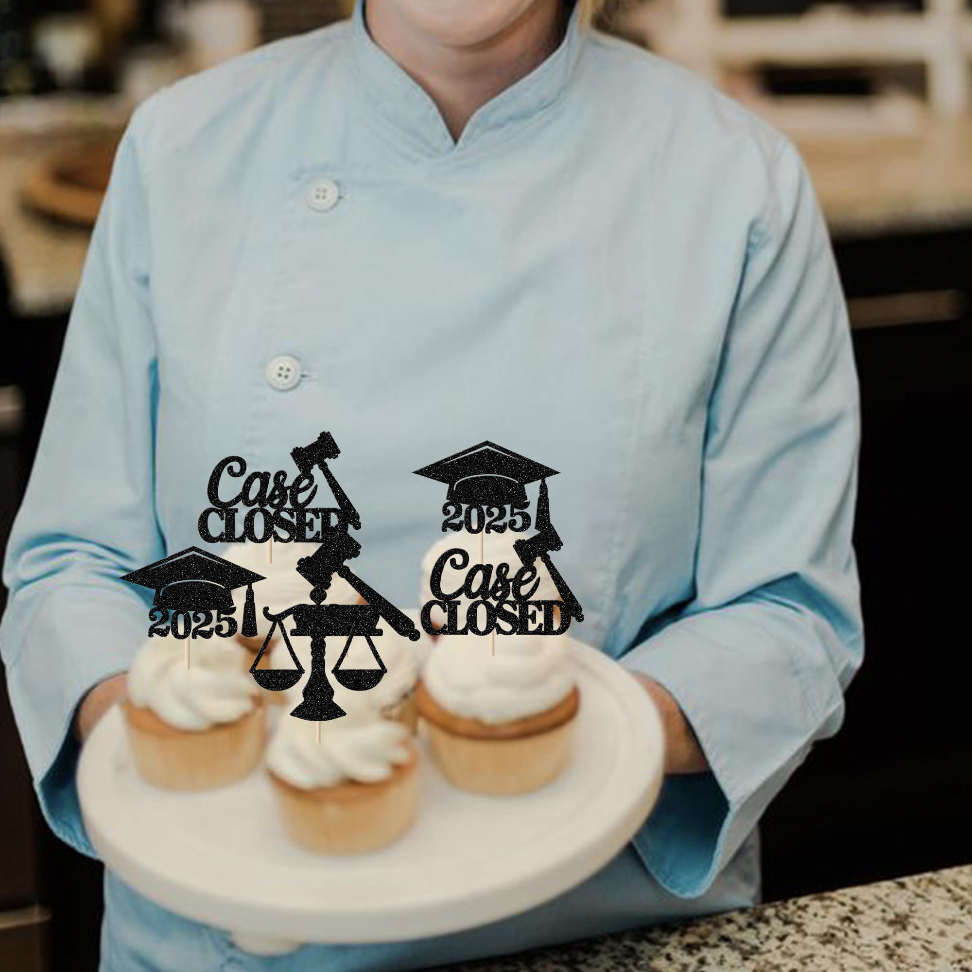 Gyufise 24 Stück Cupcake-Topper Abschluss 2024 – Glitzer-Diplom & Abschlusskappe Für Kuchendekoration