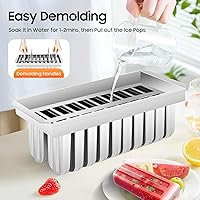 Vista 6 de Kit de moldes de paletas de hielo de acero inoxidable, moldes de acero inoxidable, soporte para palitos de helado de paletas de hielo + cepillo