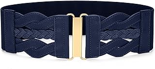 Vintage Stretchy Belt for Women, Womens Wide Elastic Belts for Dresses Coats, Fashion Womens Belts with Gold Buckle