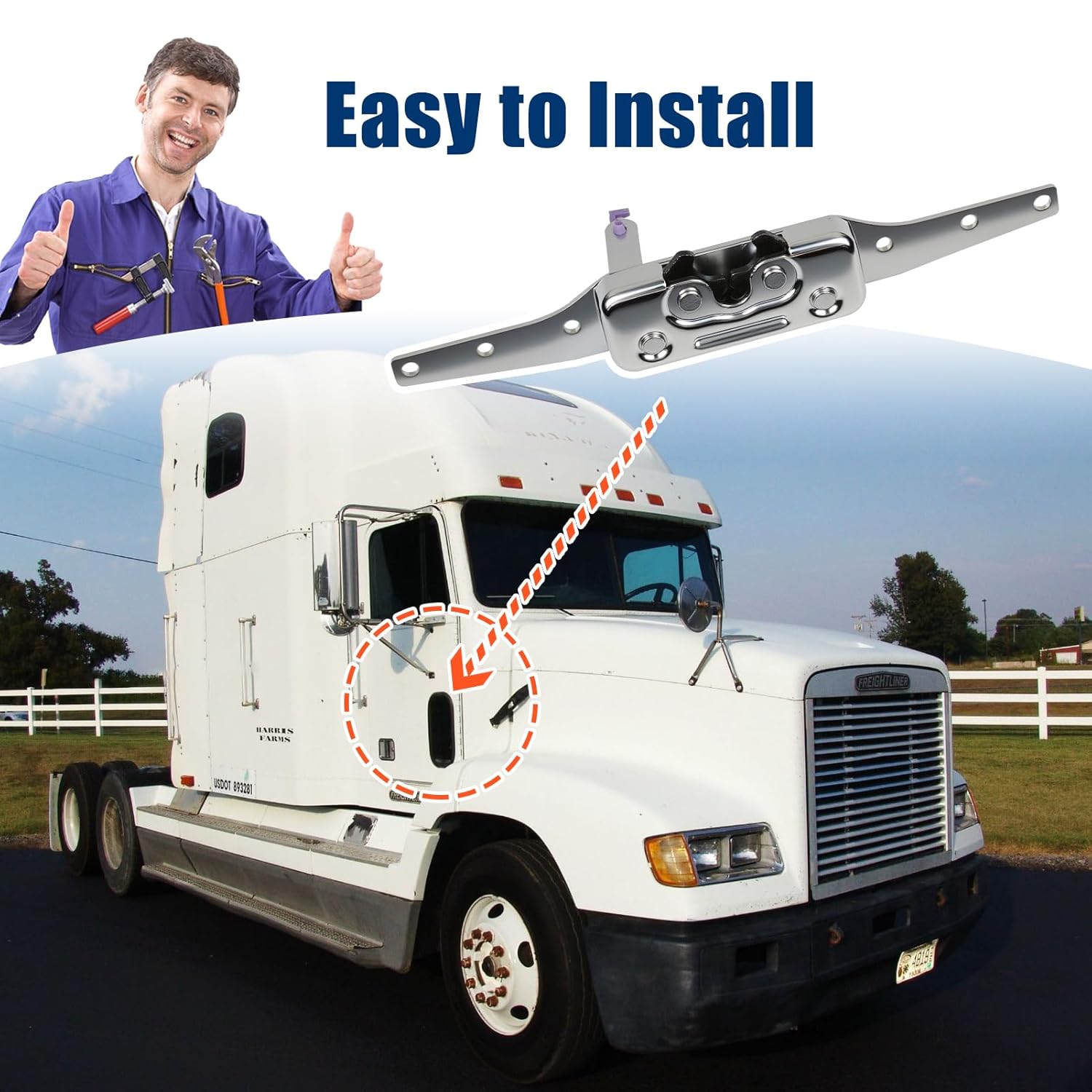 Passenger Right Side Door Latch Assembly Compatible with 1996-2008 Freightliner Century Columbia FLD 120 Replaces A1817847001,A1827783001